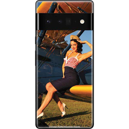 1940s Pin-Up On Stearman Biplane Google Pixel 6 Pro Skin